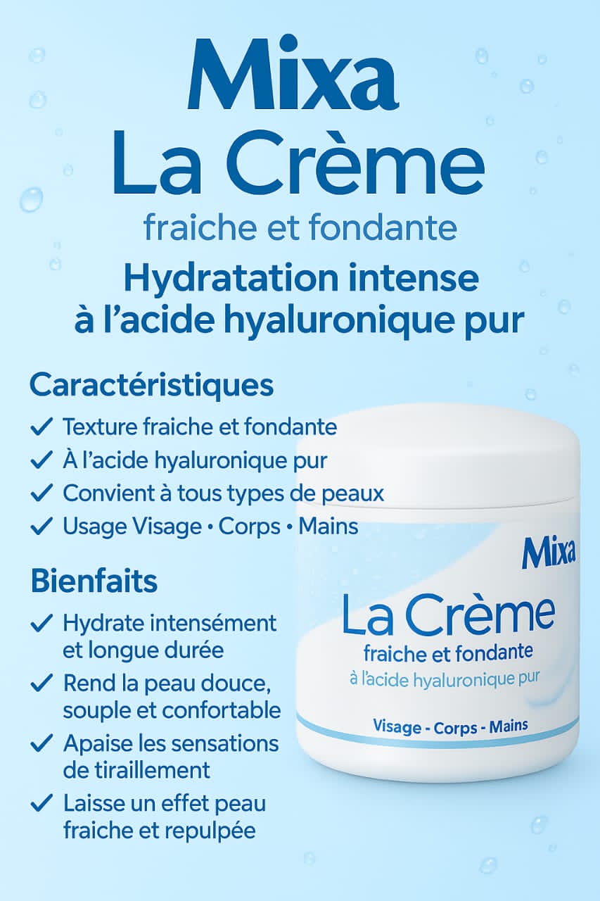 Mixa Crème Fraîche et Fondante à l'Acide Hyaluronique Pur – Image 2